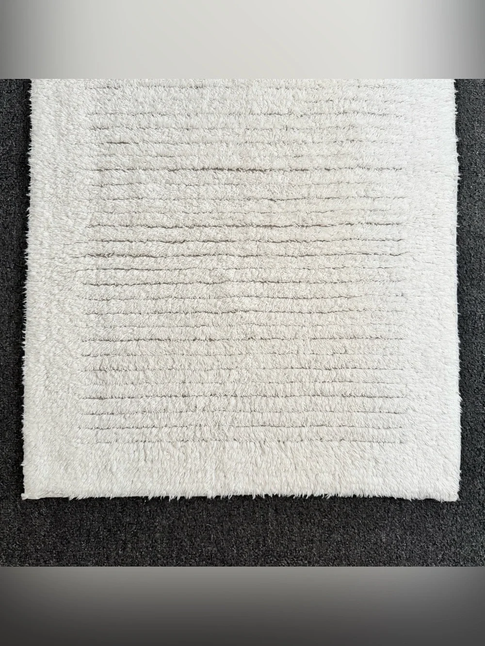 Spa Luxe Cotton Bath Runner Rug Ivory Striped Non-Skid 20 x 48 NWT